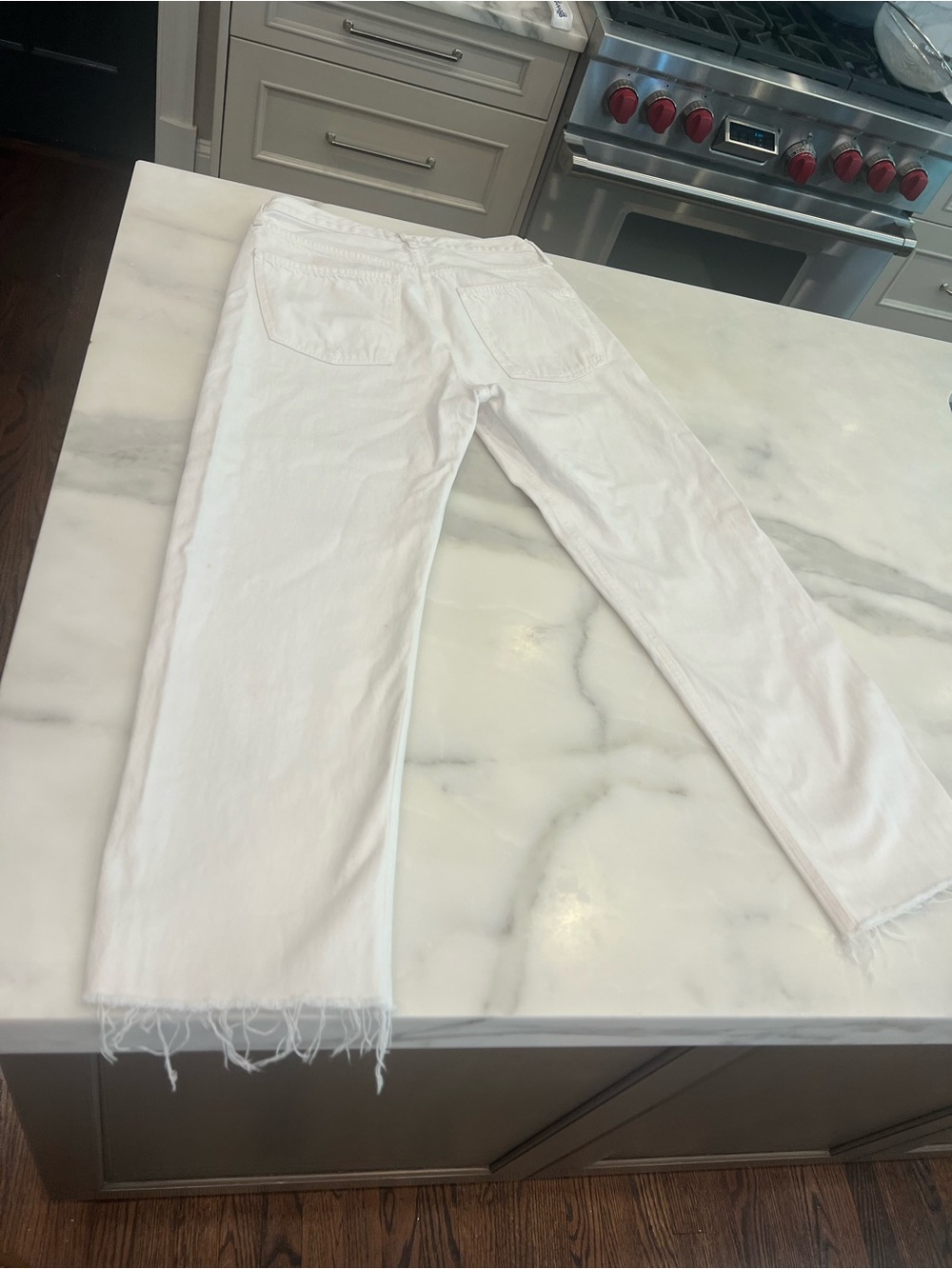 AGolde White Raw-Hem Straight Leg Jeans-size 27